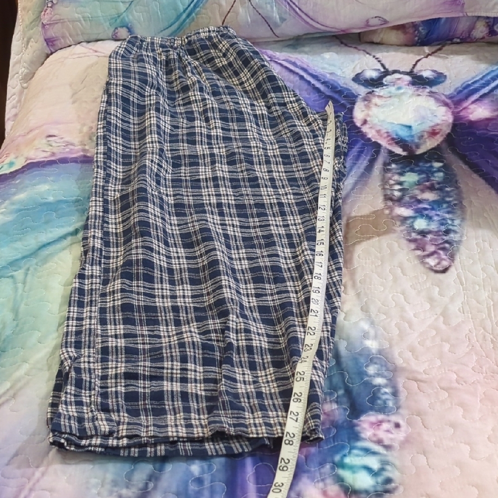 Men’s Blue Plaid Lounge / Casual Pants – Size XL | 100% Cotton - Picture 12 of 16